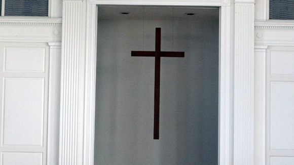 Christian cross as seen at Second Baptist Church