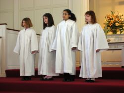 Young ladies in choir robes at Second Baptist Church