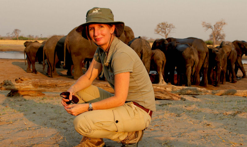 Dr Tammie Matson with elephants