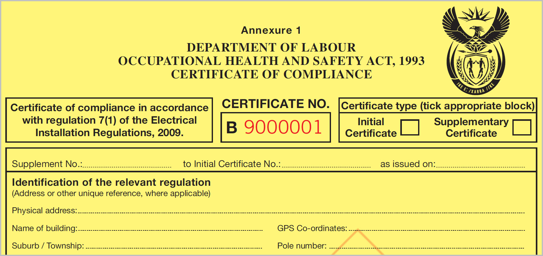 Certificate of Compliance | Supa Nova