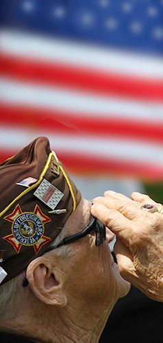 picture of veteran saluting american flag