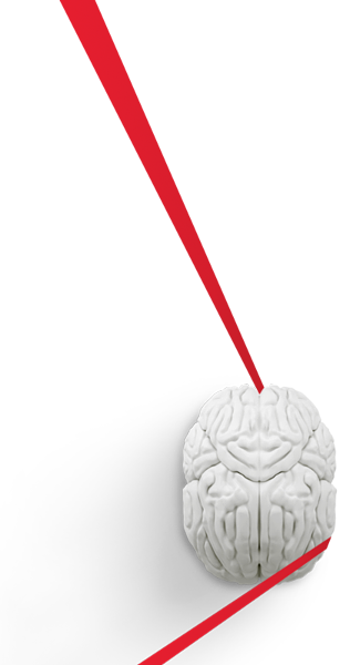 weißes 3D-Gehirn umschlungen von einem roten Band