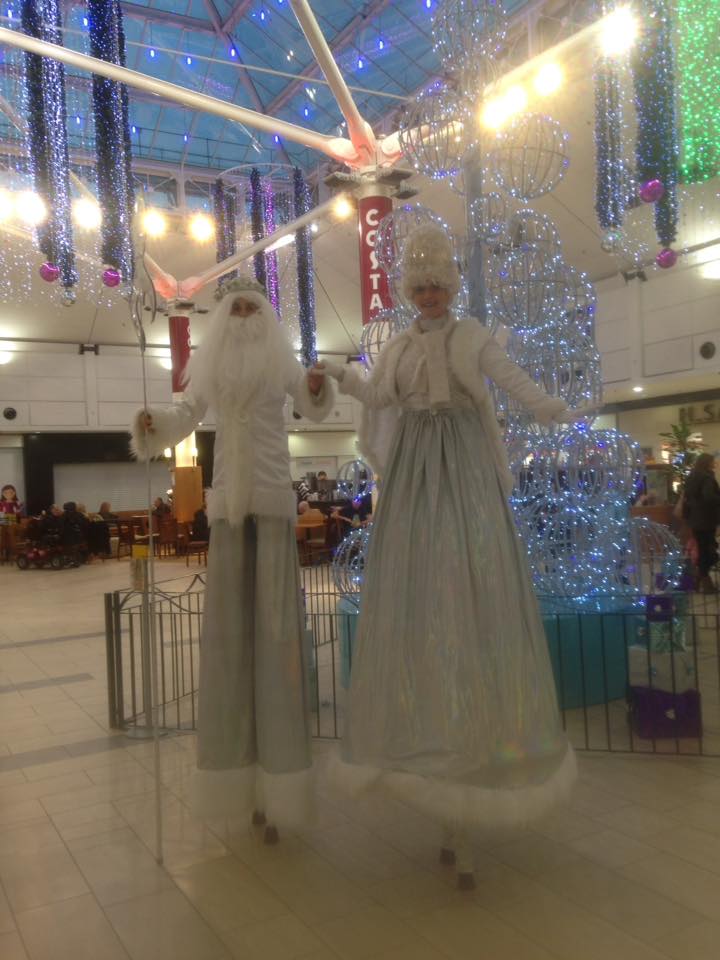 Christmas Snow King and Queen Stilt Walkers