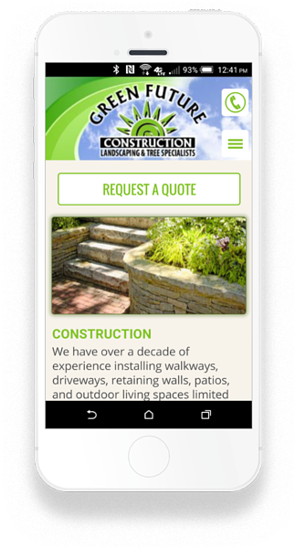 Green Future Construction - Custom Crafted Responsive Website - Smartphone - LorDec Media Group