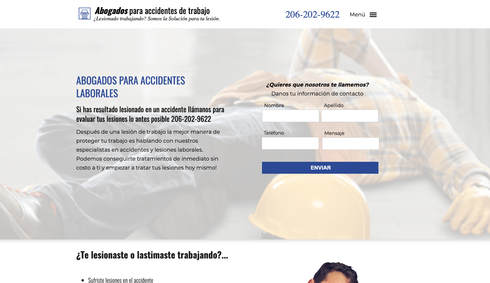 Spanish website for a work injury lawyer in Spanish