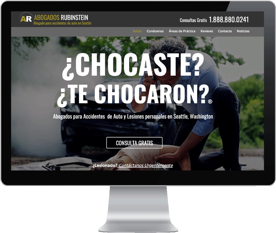 Desktop computer showing a Spanish lawyer website