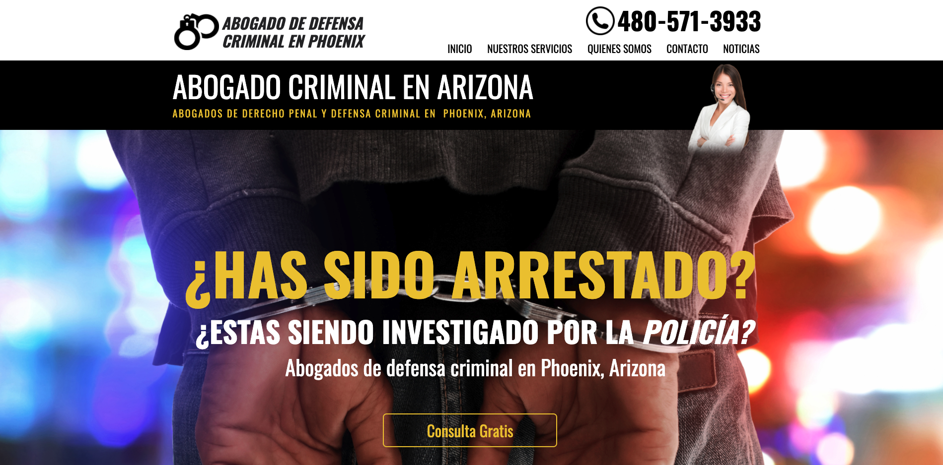 Criminal defense lawyer website in Spanish