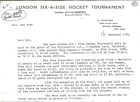 1980 London Six a Side Tournament 16.12.80