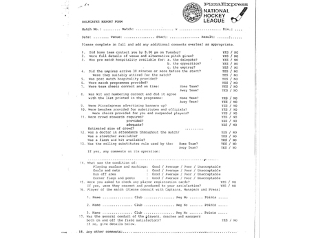 1996 National League Delegate Report Form