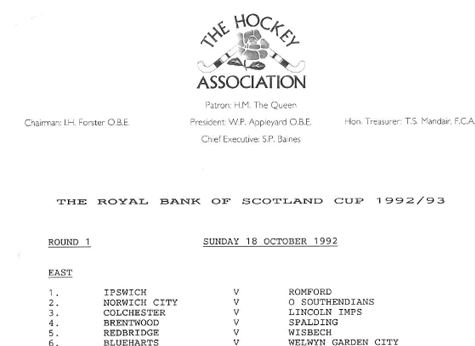 1992 HA Cup 1st Round draw