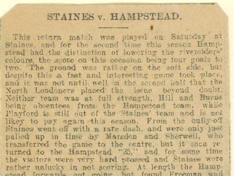 1907 Staines v Hampstead Report