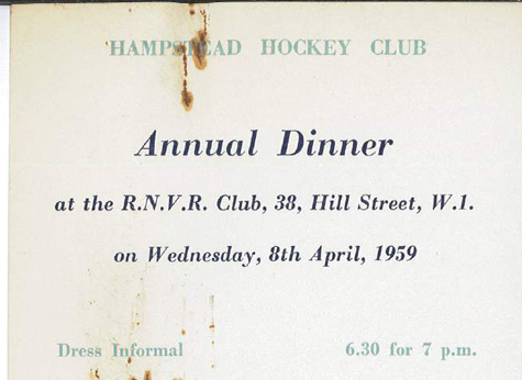 1959 Annual Dinner Ticket 8th April​