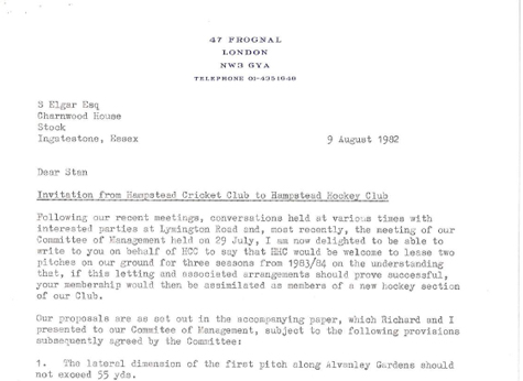 1982 Letter from HCC to S Elgar Terms of Lease 9.8.82
