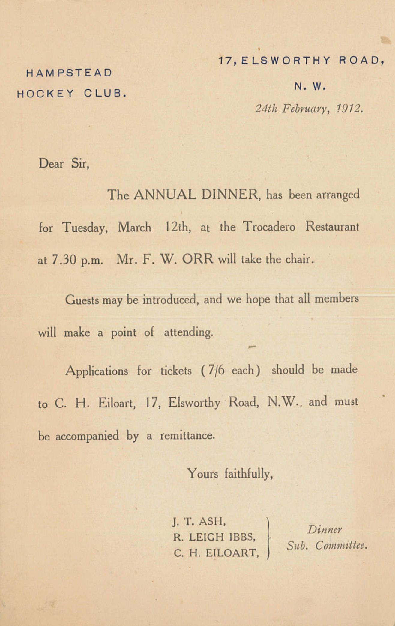 1895 Letter Richmond Athletic Assoc