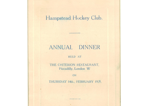 1929 Annual Dinner Card