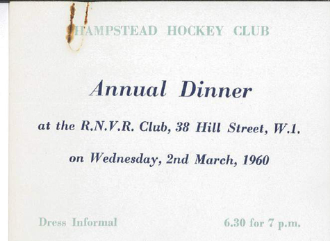 1960 Annual Dinner Ticket 2.3.60