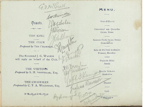 1920 Annual Dinner Toasts and Menu