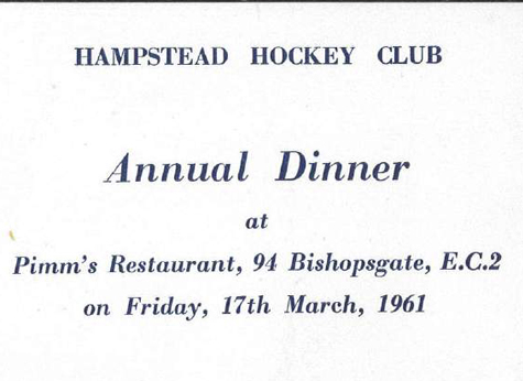 1961 Annual Dinner Ticket