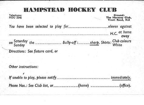 1960 Team Selection Postcard 