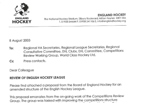2003 Review and Proposals for EHL 8.8.03