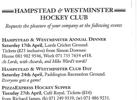 1993 Club Poster AGM and Dinner