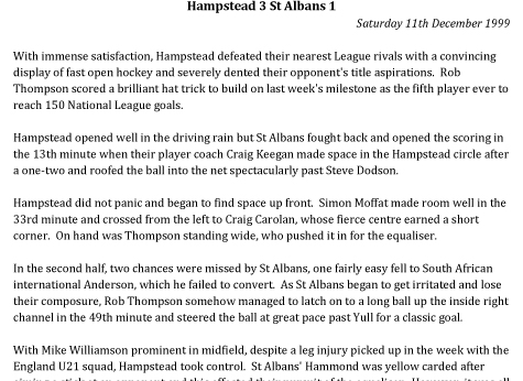 1999 Match Report St Albans
