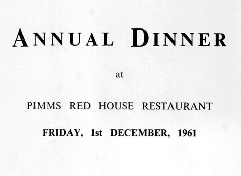 1961 Annual Dinner Card