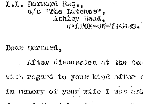 1937 Barnard Cup Letter of Acceptance