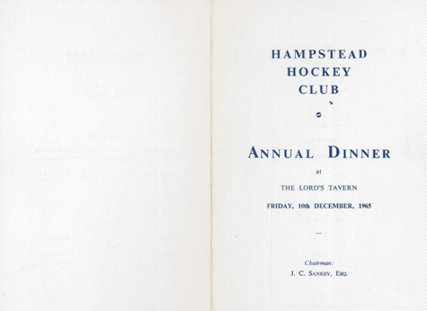 1965 Annual Dinner Menu and Toast List