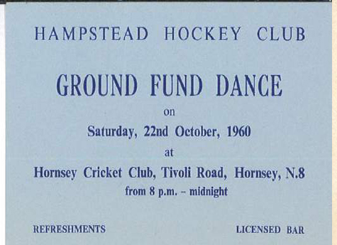 1960 Ground Fund Dance Ticket 22.10.60