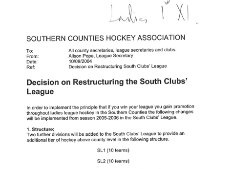 2004 South Clubs Women Restructure Proposals 19.9.04