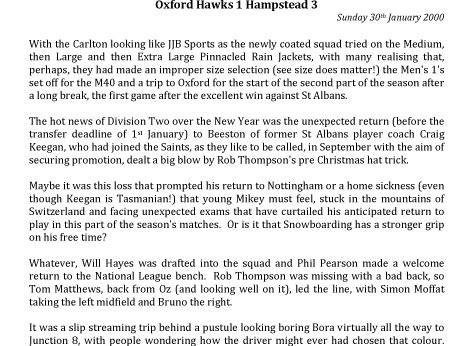 2000 Report Oxford Hawks